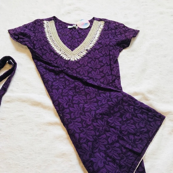 CINDI GINDI**Purple Embellished Coverup Dress XS/S - Picture 4 of 4